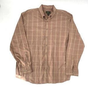 Eddie Bauer Long Sleeve Button Down Shirt XLT Tall Men Red Plaid 100% Cotton